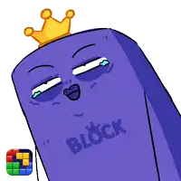 a cartoon drawing of a block with a crown on top of it