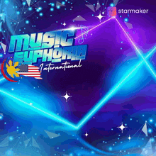 a poster for music euphoria international shows a blue and purple background