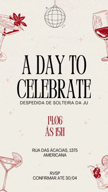 a poster that says a day to celebrate with a disco ball