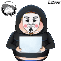 a cartoon character holding a piece of paper with the words trust the $ fatty