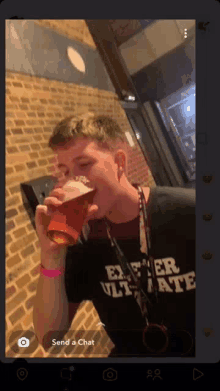 Sam Bateman Drinking Chopping A Pint GIF