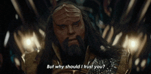 But Why Should I Trust You Klingon GIF - But Why Should I Trust You Klingon Star Trek Strange New Worlds GIFs