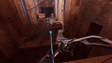 a person is holding a bow and arrow in their hand