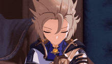a close up of a anime character with a necklace that says ' a ' on it
