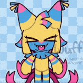 a cartoon drawing of a cat with the word ruff on the bottom left