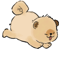 a cartoon drawing of a small brown dog with its tongue out