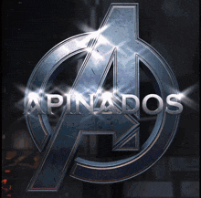 an avengers logo that says apinados in silver letters
