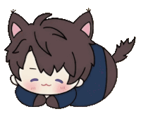 a drawing of a boy with a cat ear and tail
