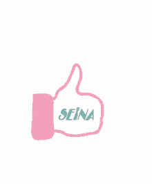 a drawing of a thumbs up with the name seina on it