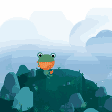 mostly cloudy froggy pixel mask on mask up