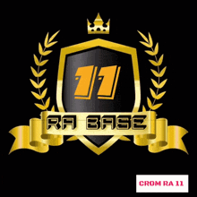 a shield with the number 11 on it and the words ra base below it