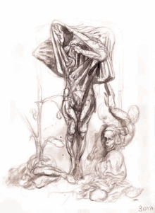 a drawing of a man with the name aros on the bottom right
