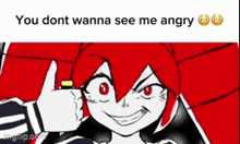 a cartoon of a girl with red hair is giving a thumbs up .