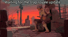 a cartoon of a man waiting for a royale update