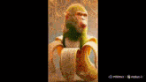 a monkey with a green beard is wearing a banana peel .