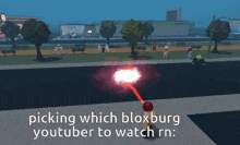 a group of people are picking which bloxburg youtuber to watch next