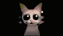 a cat is flying through the air with a fairy coming out of it 's mouth .