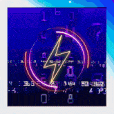 a glowing lightning bolt in a circle with numbers surrounding it
