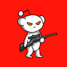 a cartoon of a teddy bear holding a gun