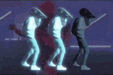 a person wearing a virtual reality headset is walking in a dark room