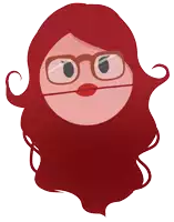 a cartoon drawing of a woman with red hair wearing glasses and red lips