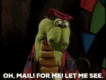 Dudley The Dragon Oh Mail For Me GIF - Dudley The Dragon Oh Mail For Me Let Me See GIFs