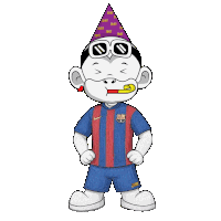 a cartoon character wearing a shirt that says fcb on it