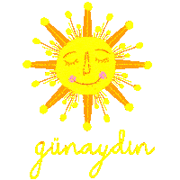 a drawing of a sun with a face and the word günaydin below it