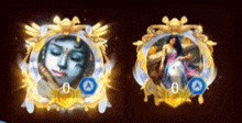 a painting of a woman 's face in a gold frame