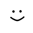 a black and white smiley face with a slight smile on a white background .