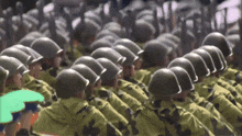a row of soldiers are lined up in a row