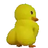 a yellow stuffed animal with a big butt is standing on its hind legs on a white background .