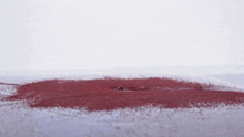 a pile of red powder on a white surface with a hole in the middle
