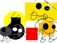 a drawing of a group of smiley faces that says kinemaster on the bottom right
