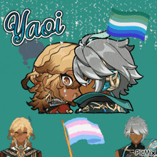 a picture of a boy with the word yaoi written on it