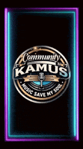 a logo for community kamus music saves my soul