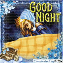 a picture of a girl sleeping with the words good night written on it