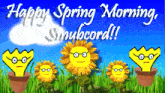 a happy spring morning smubcord greeting card with sunflowers in pots