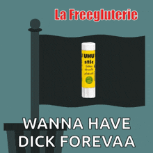 a picture of a stick of glue that says uhu stick