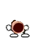 a cartoon character with arms and legs and a hole in the middle .