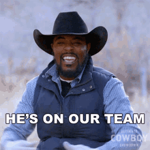 Hes On Our Team Jamon Turner GIF - Hes On Our Team Jamon Turner Ultimate Cowboy Showdown GIFs