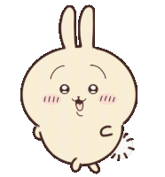 a cartoon drawing of a bunny rabbit with a big smile on its face
