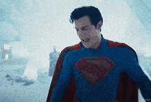 a man in a superman costume is screaming