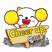 jumping sign white cat cheer up