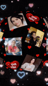 a collage of images with a red heart that says love you
