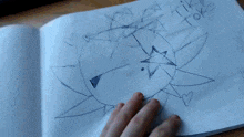 a person 's hand is reaching for a drawing in a book that says i love you