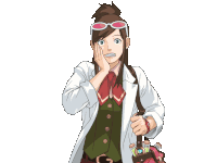 a girl in a lab coat holds a bag of bottles