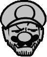 a black and white drawing of a man with a beard wearing a hat and mustache .