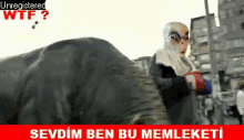 a picture of a man in a mask with the words sevdim ben bu memleketi