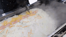 a tray of food with the words made in animatica written on the bottom